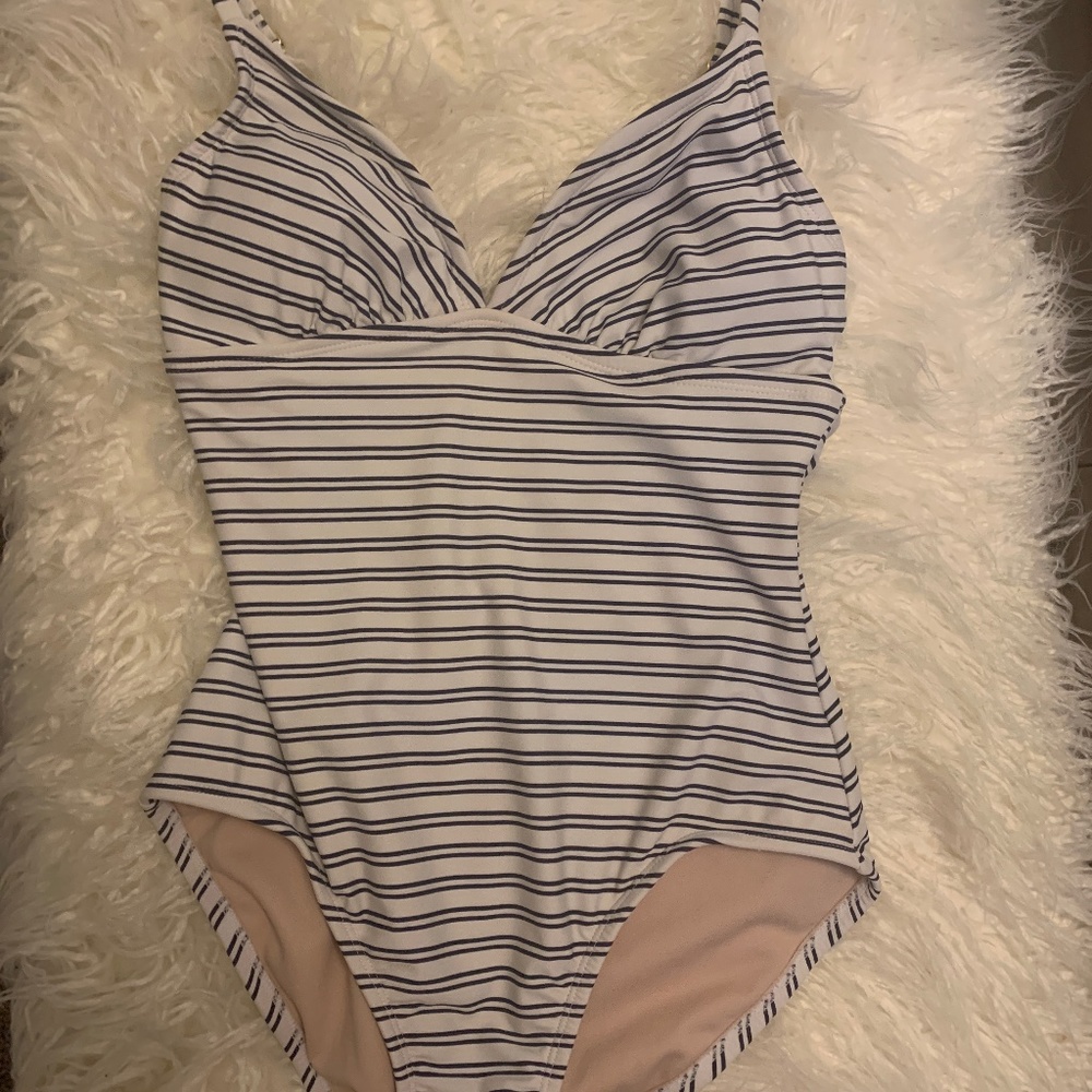 Black & White Stripped One Piece Bathing Suit.